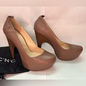 CNC costume national platform pumps - brown, size 40